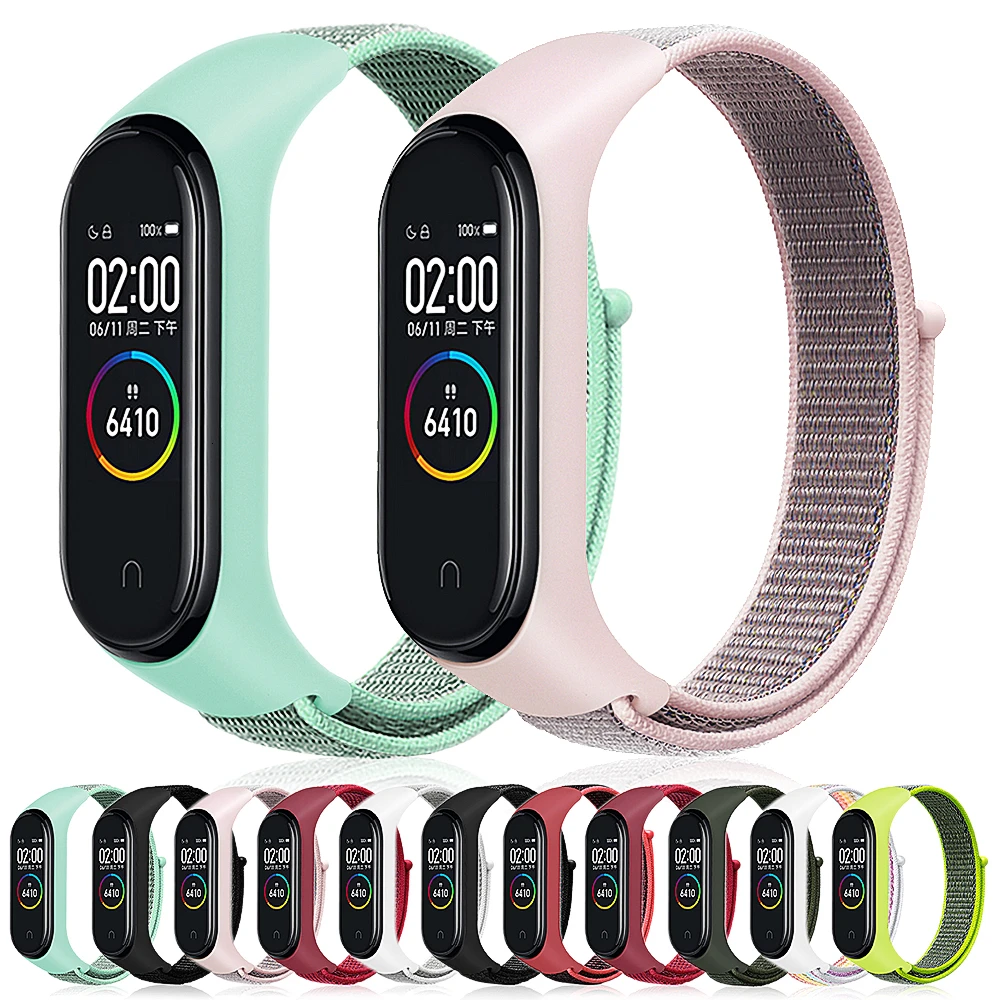 Нейлоновый ремешок для Xiaomi mi band 4 3 ремешок Женский умный Браслет мягкие спортивные браслеты умные аксессуары для Xio mi band 3 band 4