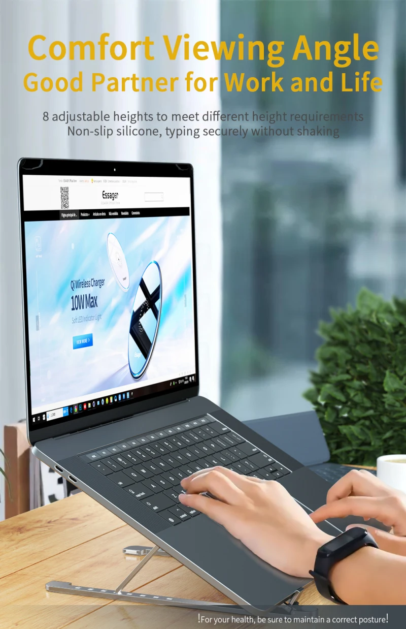 Description Picture 3 of itemAdjustable Foldable Laptop Stand Holder For Macbook Notebook Portable Aluminum Computer Desk Office Table PC Base Bracket