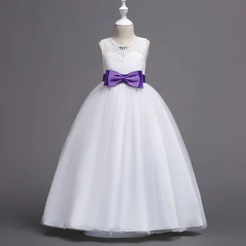 

Fashion Kid's Girls Solid Baby Dress O-Neck Evening Party Party Princess Dress Transparent Wedding Splicing Kid's Clothing Tulle