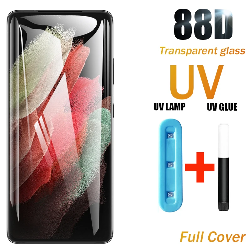 UV de vidrio templado para Samsung Galaxy S10 más S20 S21 de S8 S9 Protector de pantalla Note10 S10E S 20 21 5G nota E 8 9 10 Ultra