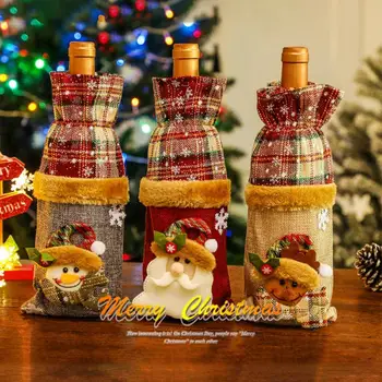 

Multicolor Wine Bottle Cover Christmas Decorations For Home Santa Claus Snowman Stocking Gift Holders Xmas Navidad Decoration
