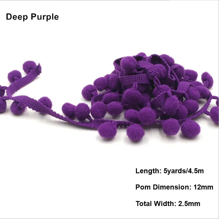 Lav19 Purple 5 Ярд пятнистая лента красочное кружево с помпонами отделка шар бахрома кружево лента Вязание для ткани или сумки DIY Швейные аксессуары - Цвет: Lav19 Purple