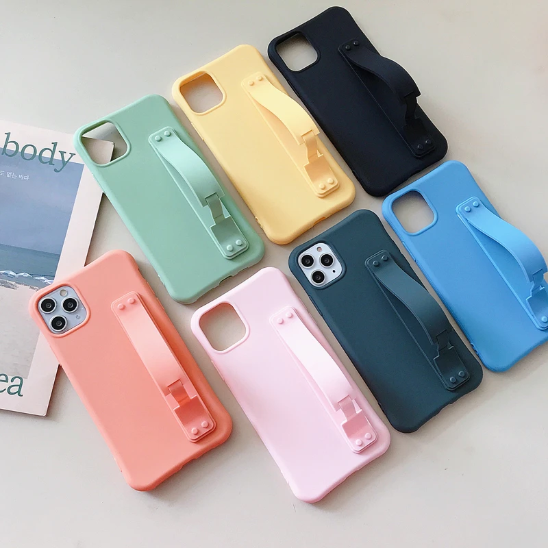 

Wristband phone holder case for xiaomi redmi note 8 pro 7 7a k20 pro shockproof Hand Band silicone stand soft matte back cover