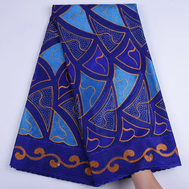 

2019 Latest R Blue African Swiss Voile Lace In Switzerland Soft Swiss Cotton Laces With Stones For Nigerian Sewing Dress F1718