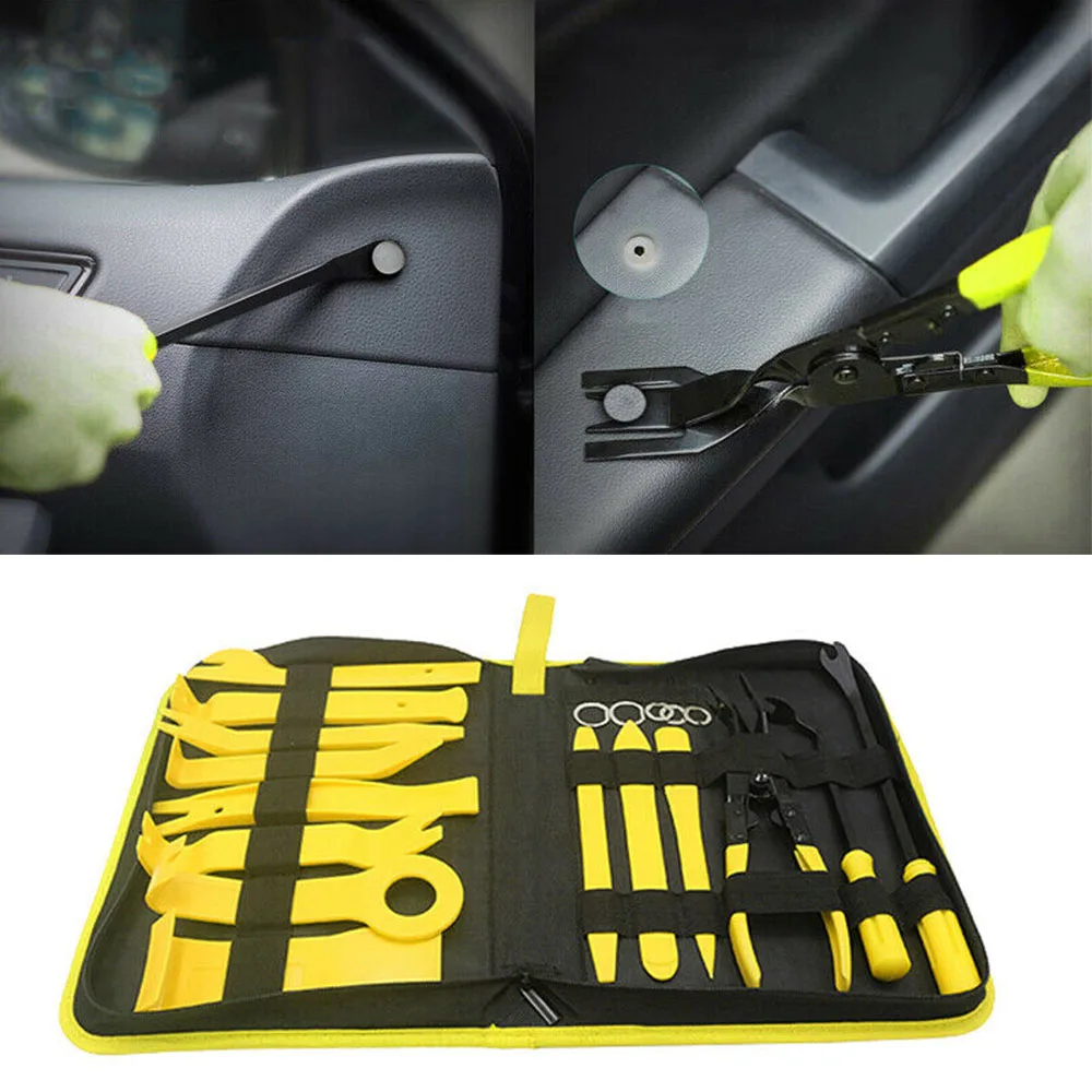 

Emblems Panels Radios Automotive Car 19Pcs Set Tools Nylon + Stainless Steels