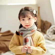 Детский зимний шарф для мальчиков и девочек, детский шарф с помпоном, теплые шарфы для шеи, вязаные шарфы с имитацией шерсти, теплый пушистый шарф