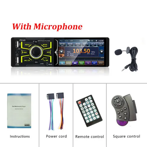 Автомагнитолы Camecho 4,1 дюймов Авторадио с сенсорным экраном Bluetooth Авто Аудио Стерео FM USB SD один Din микрофон универсальный автомобильный стерео - Цвет: With Microphone