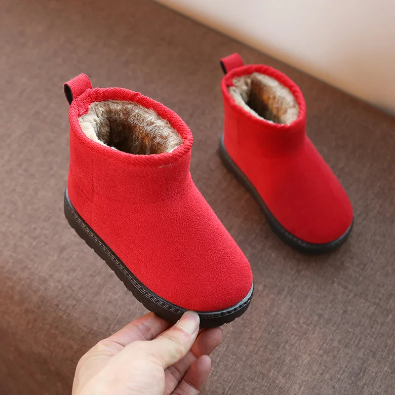 Детская обувь; Новинка года; зимние ботинки для девочек; детские зимние ботинки; бархатные детские ботинки; хлопковая обувь для мальчиков; Теплая обувь; детские ботинки - Цвет: Красный