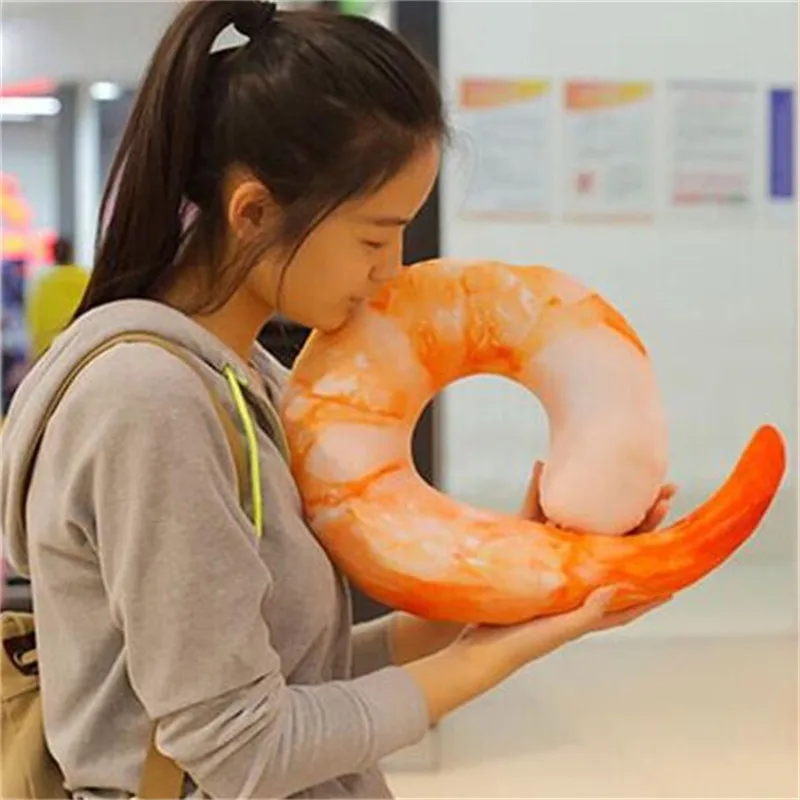 

Meet Lefutur 40cm simulation shrimp U-shaped long-distance travel pillow classmates colleagues birthday gifts plush animals