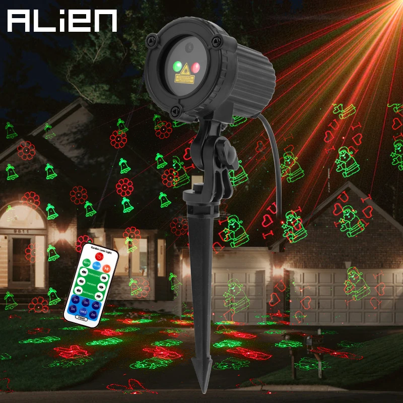Indoor/Outdoor R&G LED Landscape Laser Light Garden Holiday Projector Xmas USA 