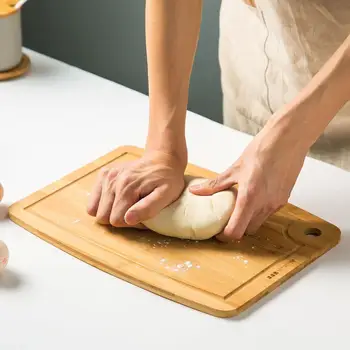 

1PC Wood Cutting Boards Bamboo Rectangle Hangable Chopping Board Durable Non-slip Kitchen Accessories