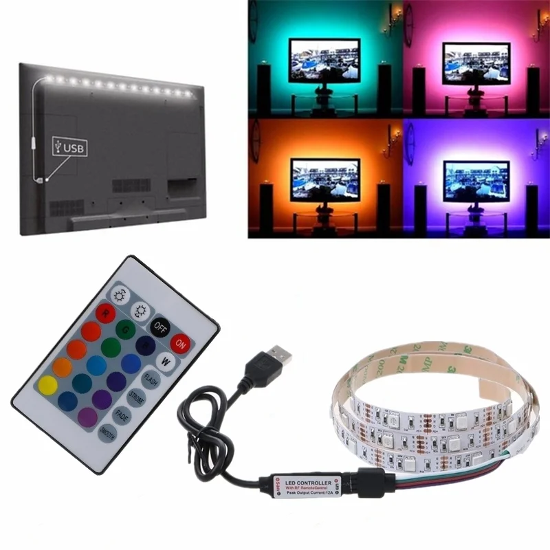 Светодиодный ТВ задняя светильник USB светодиодный полосы фон s домашний Театр RGB