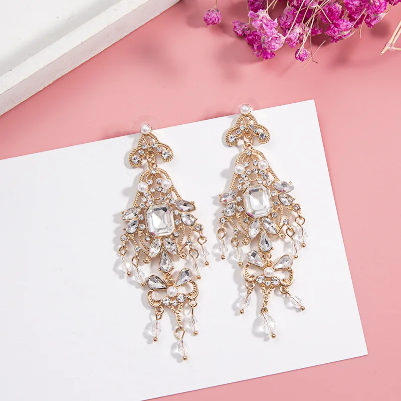 

Dominated 2019 new Hyperbole style creative metal hollow fine crystal temperament Women Drop earrings fashion design Jewelry