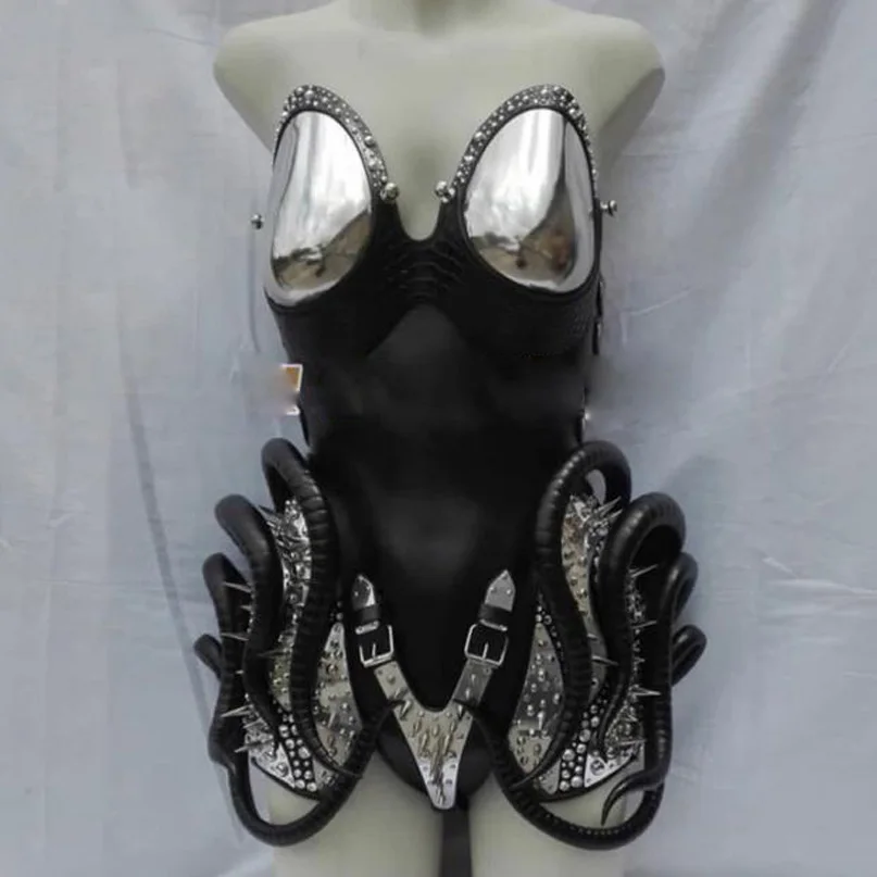 

Костюм для ночного клуба, сцены, шоу, вечевечерние, технологии будущего, воин, рога, панк, ГОГО костюмы