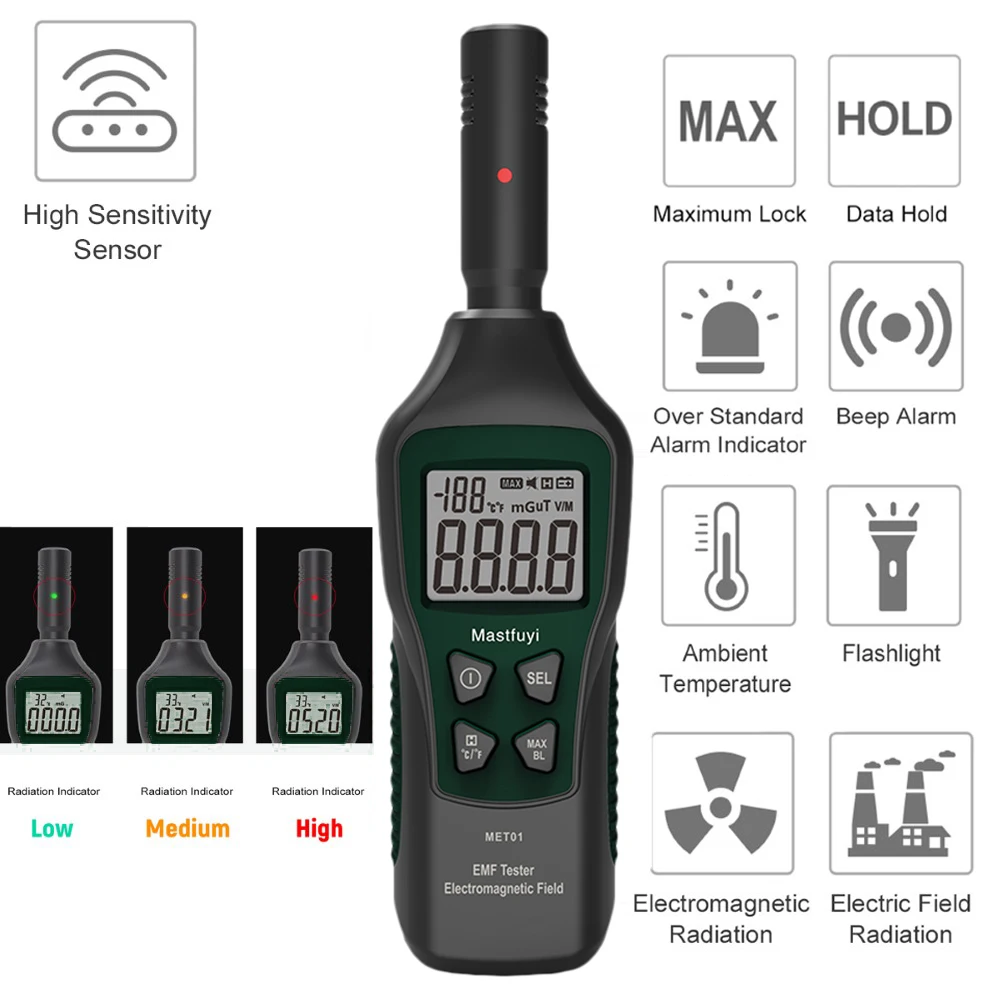 FY876 EMF Tester Meter Handheld Radiation Dosimeter