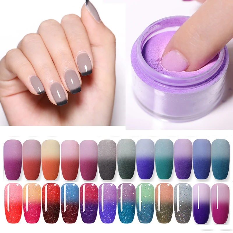 

NICOLE DIARY 10g Dipping Nail Powder Thermal Blinking Glitter Temperature Color Changing Without Lamp Cure Nail Art Decorations