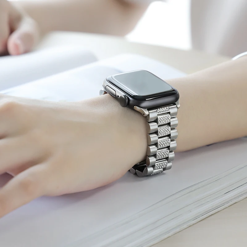 Алмазный ремешок для наручных часов Apple Watch серии 1 2 3 4 Нержавеющая сталь металлическая бабочка туфли с ремешком и пряжкой ремешок для наручных часов iWatch, 42/44 мм/38/40 мм