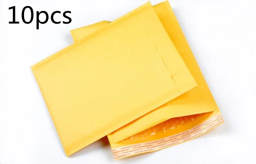 10 unidades/juego de sobres de papel de burbujas, regalos, paquetes de sobres, 90x130mm, Papel kraft amarillo
