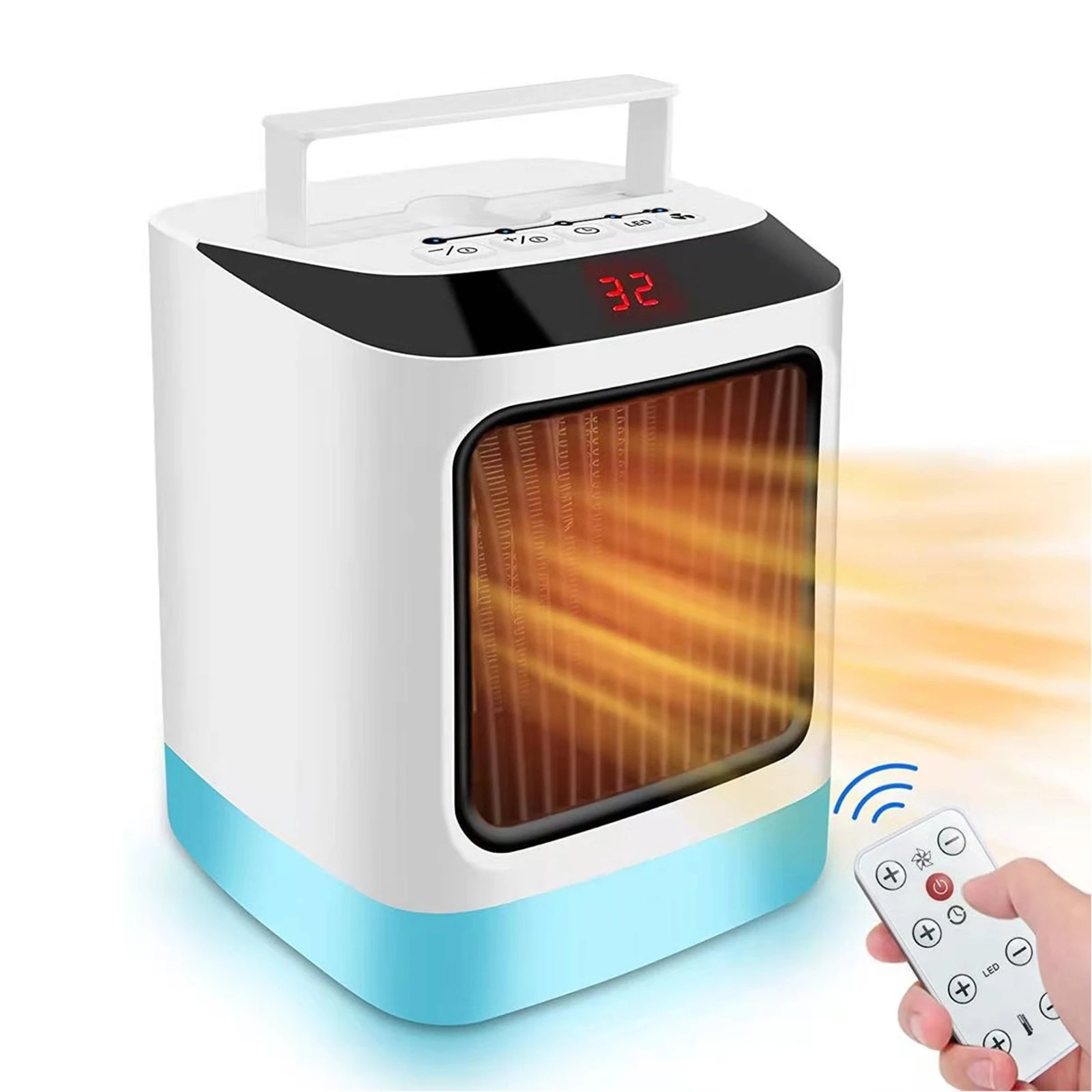 Calentador de espacio Led, práctico temporizador, calentador eléctrico de aire con Control ventilador caliente portátil de calentador rápido para el hogar #33|Estufas calentadoras de manos| - AliExpress