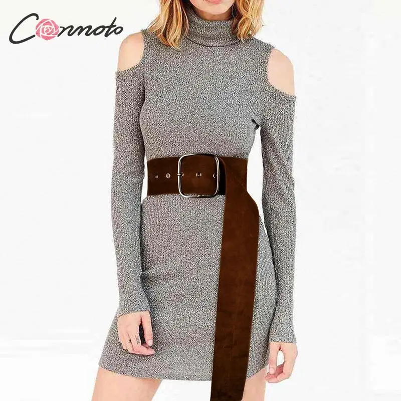 

Conmoto Fashion Women Belt Metal Buckle New Female Suede Leather Belt Ladies Popular Accessories Brown Long Belt