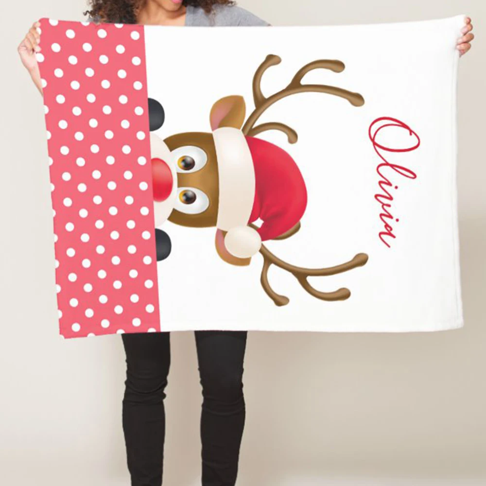 LVYZIHO Merry Christmas олень персонализированное имя детское одеяло-30x40 дюймов-Фланелевое Флисовое одеяло