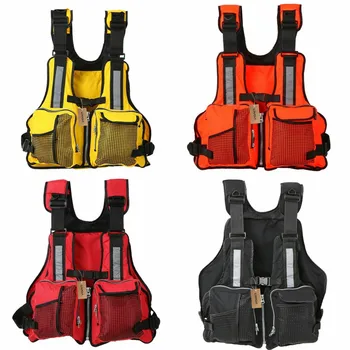 

Hot Adult Life Jacket Solid Men Women Adjustable Waterproof Buoyancy Aid Nylon Fishing Vests Sailing Fishing Kayak Life Vest