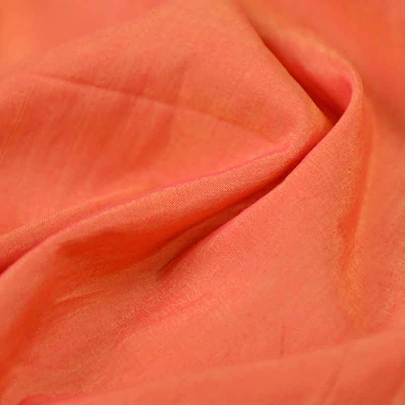 100 см* 140 см элегантная оранжевая шелковая хлопковая прозрачная ткань окрашенная пряжа 2 тона шелк