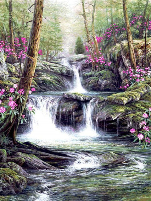 Diamond Painting Waterfall Scenery Full Square Diamond Embroidery Mosaic Picture Of Rhinestones Home Decor Gift