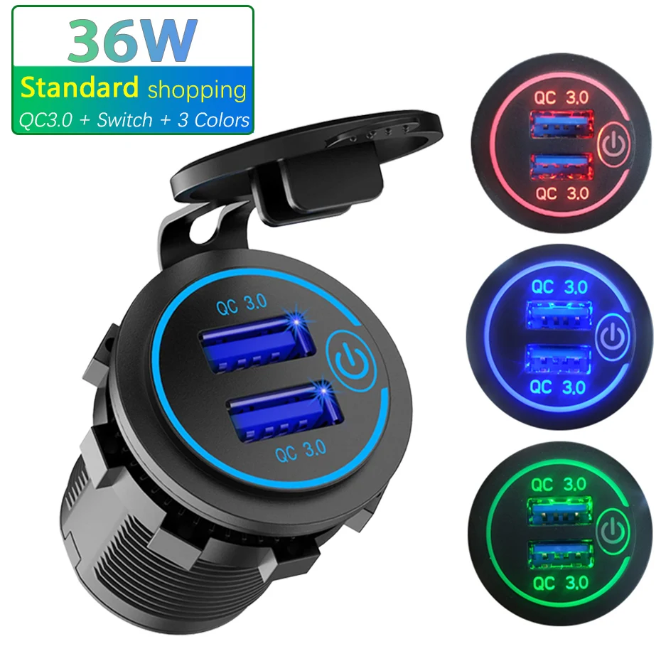 Cut Price Socket-Touch-Switch Truck Tablet-Camera Charging-Socker Universal Waterproof Qc-3.0 12V/24V NyoKLMokG