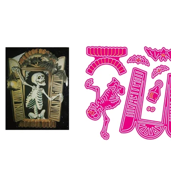 

Halloween Style Skull Wizard Candle Metal Cutting Dies Stencil Scrapbooking DIY Album Stamp Paper Card Embossing Decor Craft