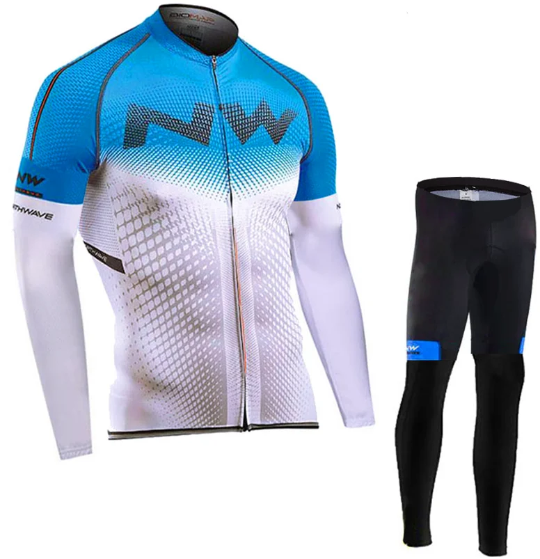 Northwave мужские велосипедные Джерси с длинными рукавами костюм велосипедиста MTB Одежда Maillot Ropa Ciclismo Hombre велосипедная одежда 9D силиконовый слюнявчик брюки - Цвет: Long sleeve suit