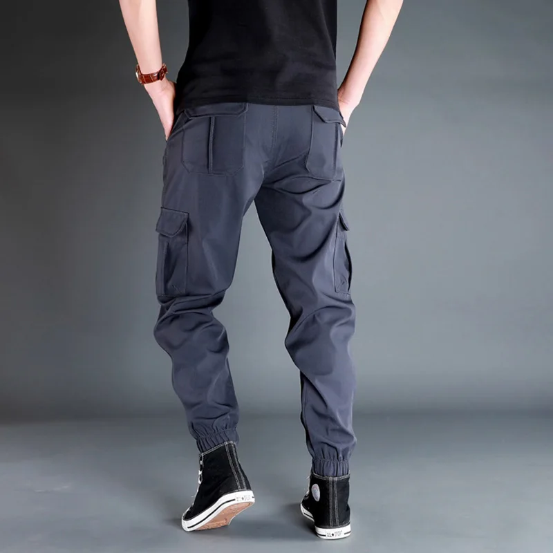 winter men's pants thickened fleece jogging pants multi-pocket loose sports men's casual warm sports overalls casual sweatpants men casual pants