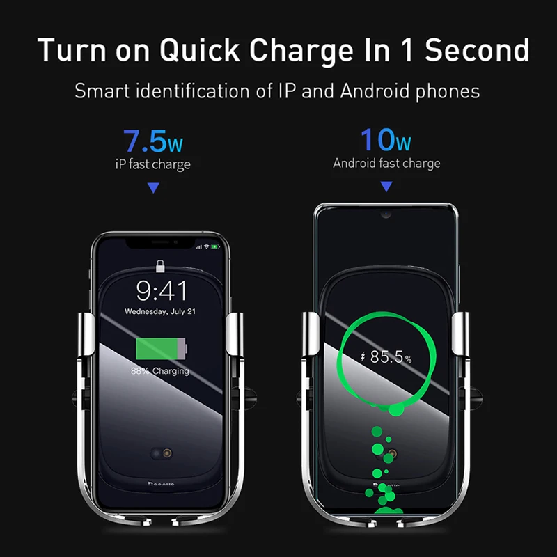 Baseus 10 Вт автомобильное беспроводное зарядное устройство Qi для iPhone 11 Pro XS Max Samsung