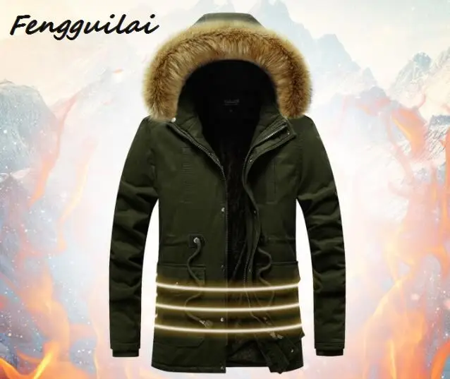 

Winter Jacket Men Brand Clothing Fashion Casual Slim Thick Warm Mens Coats Parkas With Hooded Long Overcoats Male Clothes