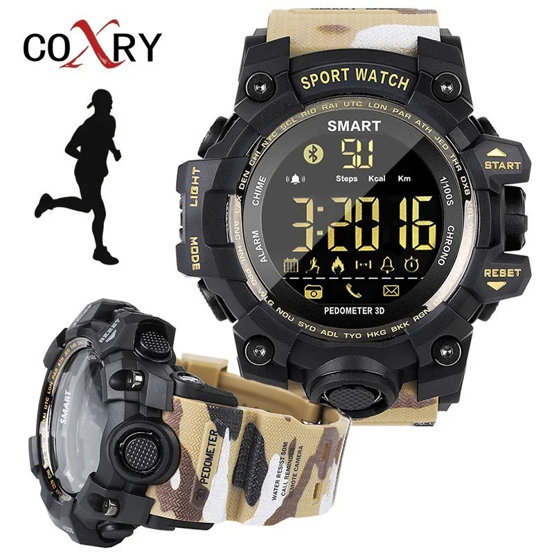 COXRY Camouflage Military Watch Digital Running Smart Watch Men Sport Watches Men Electronics Wrist Watch Stopwatch Smartwatch
