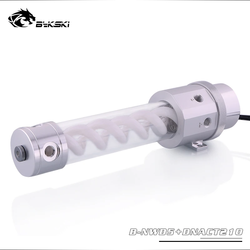 Bykski B-NWD5+ DNACT, насосы серии Bykski D5 с резервуаром для вирусов T, 140/210 мм, максимальный поток 1100л/ч, Максимальный подъем 3,8 м - Цвет лезвия: Silver-White
