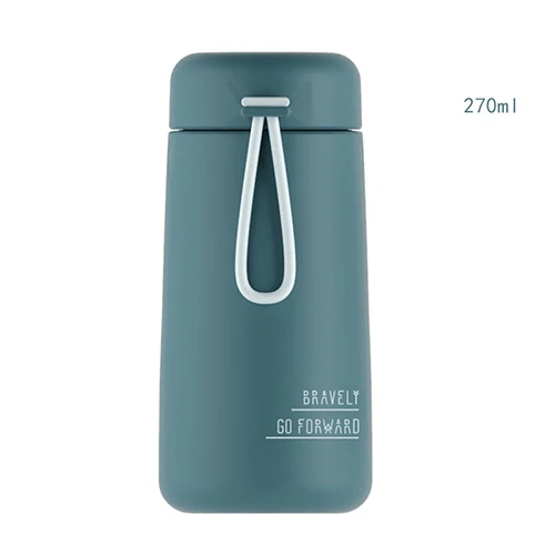 Dark blue 270 мл портативный термос чашка для взрослых и детей Простая Вакуумная чашка из нержавеющей стали дорожная уличная кофейная кружка бутылка для воды - Color: Dark blue