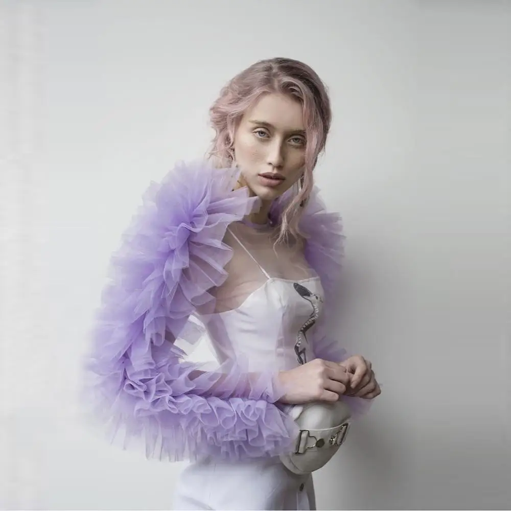 Cute Purple Tulle Tops Girls Puffy Sheer See