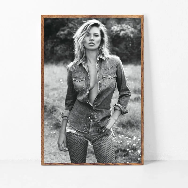 Kate Moss супер модель звезда Мода сексуальная B& W искусство холст живопись плакат настенный домашний декор