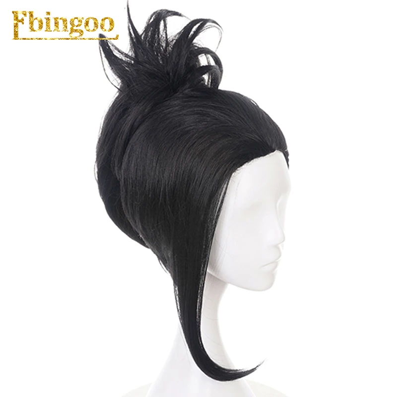 Ebingoo волос Кепки+ мой герой Академии Момо Yaoyorozu короткие черные хвост Синтетический Косплэй парик для Для женщин Косплэй костюм