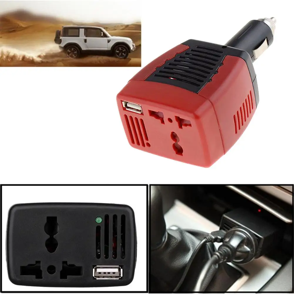 Car Power Inverter USB 2.1A 75w DC 12V AC 220V Converter Adapter With Cigarette Lighter Car Charger For Mobile Phone Laptop