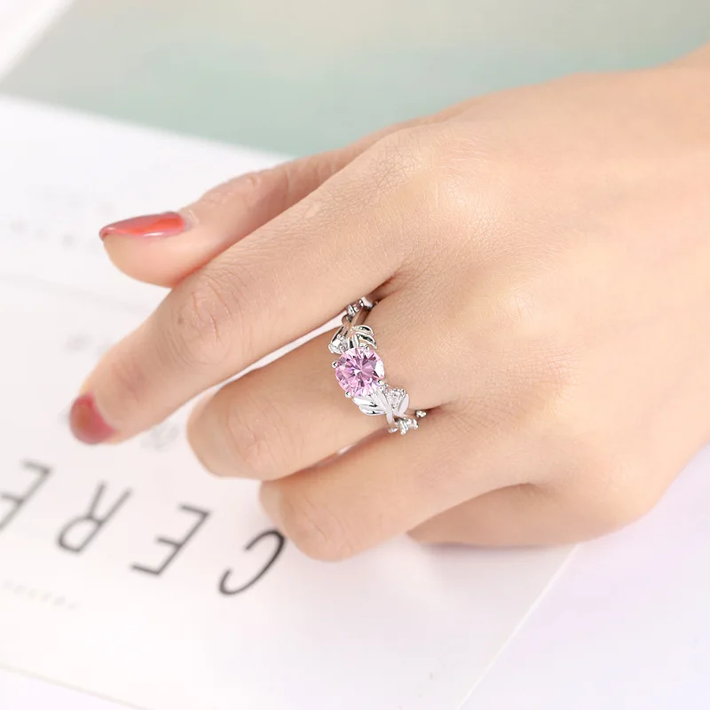 

Silver Love Ring Leaf AAA Cubic Zirconia Ring Wedding Gift Fashion Glamour Jewelry