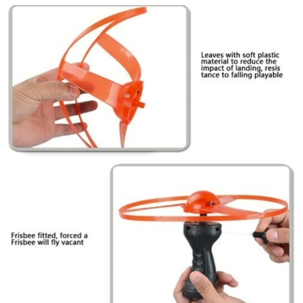 UFO LED Light Plastic Stay Wire Fans DIY Color Random Beautiful Outdoor New Year Gift Handle Flash Flying Toys Luminous Flying