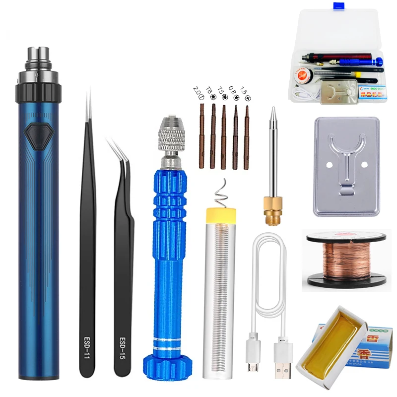 usb battery soldering iron 510 soldering iron 16-piece soldering iron kit storage box adjustable piezoelectric soldering iron electric solder