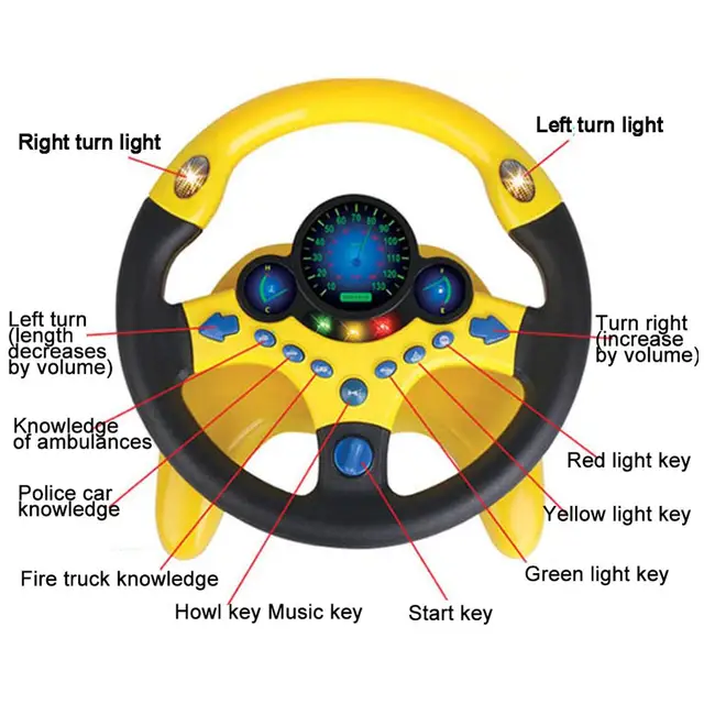 Electric Simulation Steering Wheel Toy With Light And Sound Educational Children Co-Pilot Children'S Car Toy Vocal Toy Gift 4