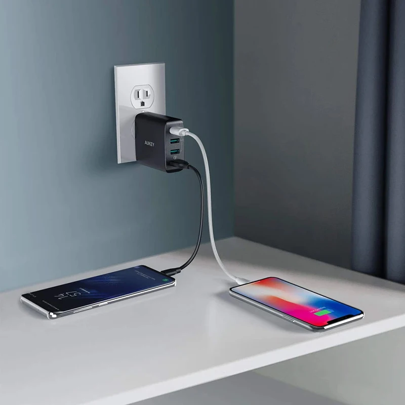 AUKEY US Plug PA T18 Быстрая зарядка 3,0 42 Вт 4 портовое настенное зарядное устройство USB зарядная станция| | | АлиЭкспресс