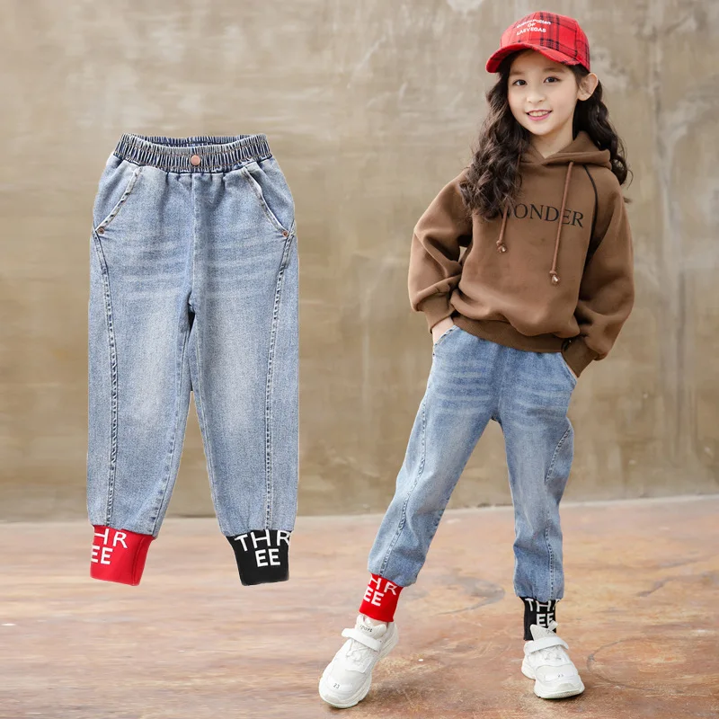 

2019 Autumn Winter New Arrival Boys and Girls Fashion Letter Jeans Jeans Girls 12 Years Boy Jeans