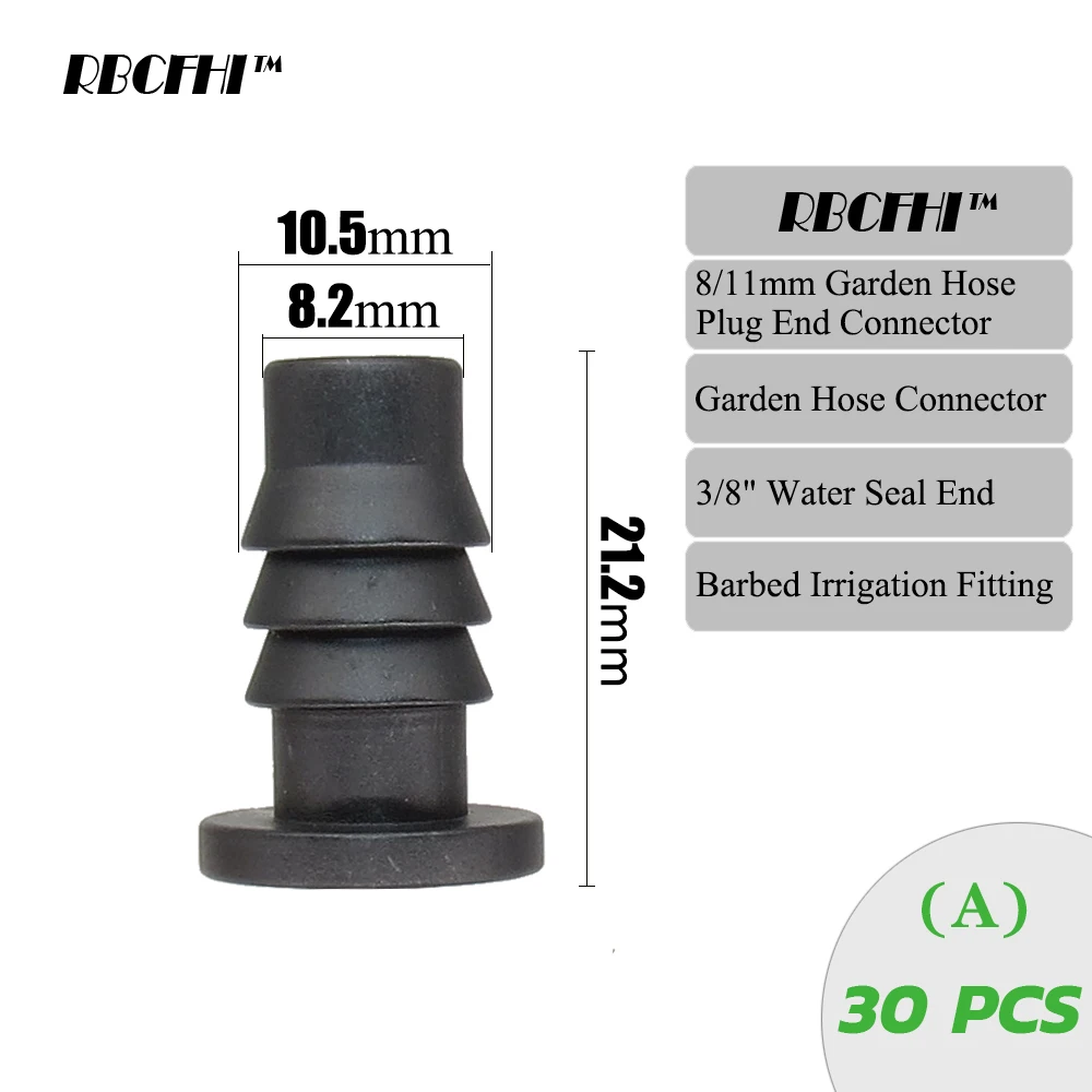 RBCFHI Garden 3/8" To 1/4" Hose Connector 8/11 To 4/7mm Barbed Lock Tee Straight Elbow End Plugs Pipe Adapter Irrigator Fitting 5