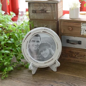 

European-style personality round 5.5-inch photo frame wooden photo frame decoration ornaments creative distressed crafts LB82503