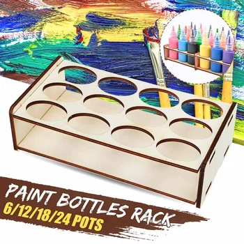 

6/12/18/24 Pots Wooden Pigment Paint Bottle Rack Organizer Storage Stand Holder Crafts Tools
